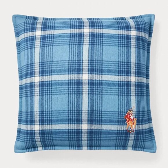 Ralph Lauren Putnam Plaid Toss Pillow Indigo Blue